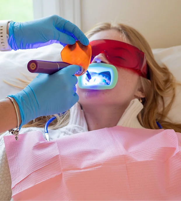 Whitening light in use during a Full Whitening session