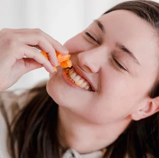 Woman enjoying a snack